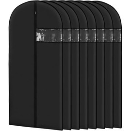 Garment Bags for Hanging Clothes (8 packs，43 inches) Washable Black Suit Bags for Closet Storage and Travel with Clear Window