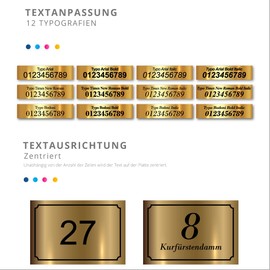 House Number Sign - House Number PVC - Engraved Plate to Customise 15 x 10 cm - 21 Colours Available (Noir/Or - Black Written Gold)