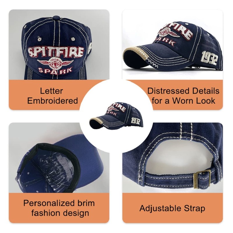 CheChury Distressed Baseball Cap, Unisex Retro Baseball Cap, Adjustable Leisure