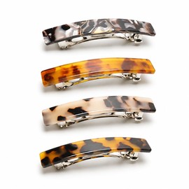 4 Pcs French Hair Barrette for Women, Acetate Small Clips Barrette for Fine Thin Thick Hair, Tortoise Shell Girls Hair Accessories