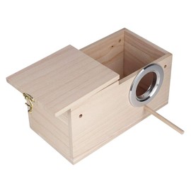 Bird House, Natural Wooden Aviary Breeding Box Mating House Small Birds Nest for Parakeet Finch Lovebirds Cockatiel Budgie Conure(left opening)