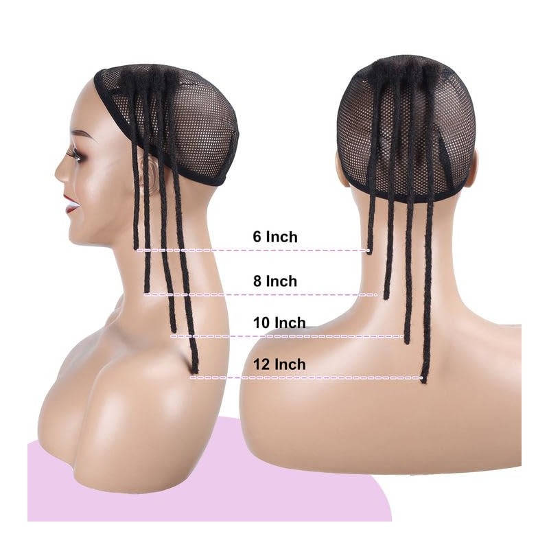 Vecago 6 inch 50 Strands Loc Extensions Human Hair, 0.4cm