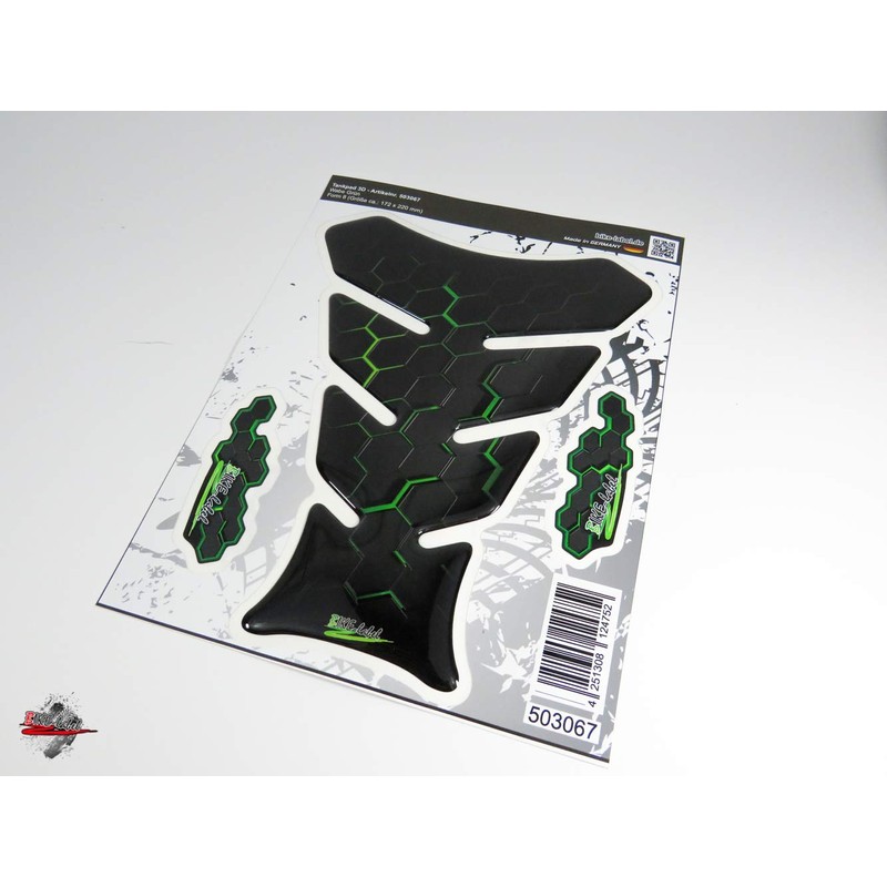 BIKE-label Tank Pad 3D Honeycomb Green Compatible with Kawasaki 503067VA