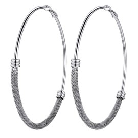 Prosteel Women's Creole Earrings Stainless Steel / 18 K Gold Plated Huggie Hoop Folding Hoop Earrings for Women Girls 25/30/40/60/70/80 mm Large Circle Earrings Accessory, Stainless Steel