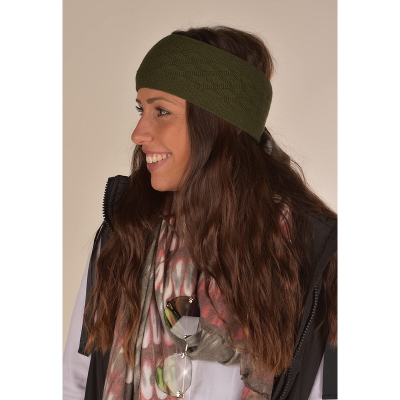 styleBREAKER 04026061 Women's Knitted Headband Plain with Checked Pattern, Thermal