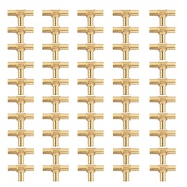 TenkeAuto 50 Pack 3/4" Tee PEX Fittings Brass Crimp for PEX Tubing Pipe (50pcs 3/4" TEE)