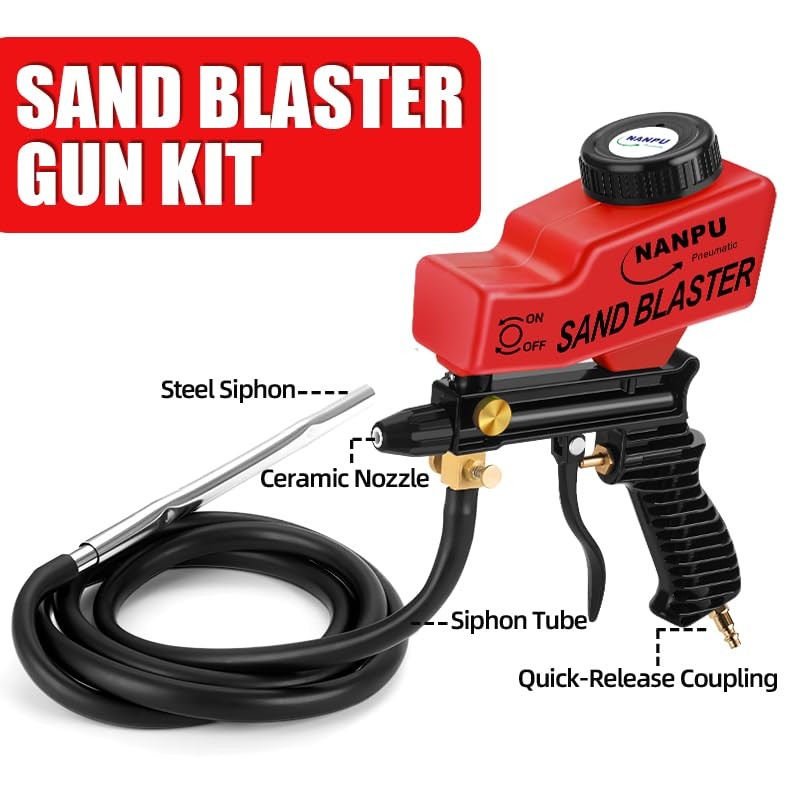 NANPU Light-Duty Air Sandblaster Gun Kit with Siphon & Gravity