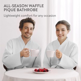 Homelevel Pique Bathrobe, Travel Bathrobe, 100% Cotton, S – 6 XL, for Men and Women, Plus Size Dressing Gown, Kimono Sauna Gown, Travel Dressing Gown, Waffle Pique, Women’s, Men’s - 4xl