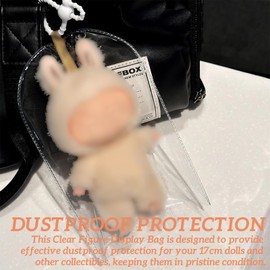 6Pack Clear Figure Display Bag for Fashion Doll, 17cm Dolls Storage Bag, Portable Carrying Case with Keychain