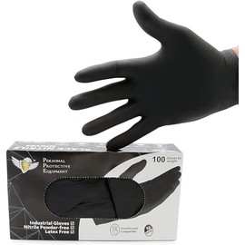 S&G Black Nitrile Gloves Disposable Latex-Free Multipurpose Gloves for Cleaning, Mechanic, Cooking | 3 Mil - 100 | Medium
