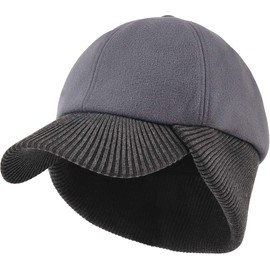 LCZTN Wool Winter Baseball Cap with Warmer Earflap for Men ＆ Women Outdoor Beanie Hat Gray