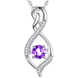 GinoMay Amethyst Gemstone Necklace Women Valentines Day Birthday Gifts Mum February Birthstone Forever Love Infinity Jewellery Sterling Silver