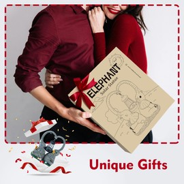 yiilead 10.6" Solar Elephant Garden Statue,Double Head Heart Shaped Elephant Yard Decor,Unique Housewarming for Women,Mom,Lover