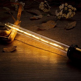 YFXRLIGHT Dimmable T10 led Long Bulb 6W Equal 60 watt E26 Light Bulb Warm White 2700K Edison Tube Light Bulbs 600LM for Rustic Pendant,Industrial Pipe,Wall sconces,11.8inch,Pack of 4