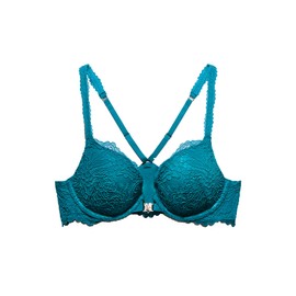 Savage X Fenty, Women's, Romantic Corded Lace Front-Closure Push Up Bra, Laidback Blue, 34C