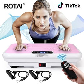 ROTAI 3D Vibration Board Plate Exercise Machine Whole Body Workout Portable Mini Vibrate Fitness Platform for lymphatic drainage and improved overall health Home Gyms vibrating - Color: pink