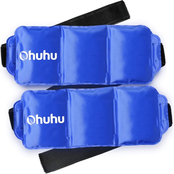 Ice Pack for Injuries, Ohuhu Reusable Gel Cold & Hot Therapy Pack with Strap for Shoulder Knee Ankle Back Neck Pain Relief, 2 Pack