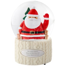 Things Remembered Engraved Waving Santa Musical Snow Globe in Light Tone (Free Custmization), Plays Here Comes Santa Claus Music