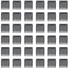 Honbay 60PCS 7 Teeth Plastic Wedding Bridal Veil Combs Wig Combs Headpieces Accessories Updo Bun Chignon Hair Styling Accessories (Black)