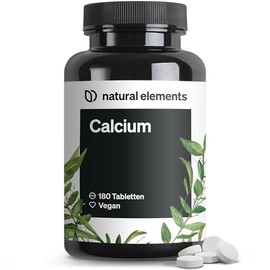natural elements Calcium Tablets - 800 mg Calcium from Calcium Carbonate per Daily Dose - 180 Tablets for 3 Months - Vegan, High Dose, No Unwanted Additives - Laboratory Tested Quality