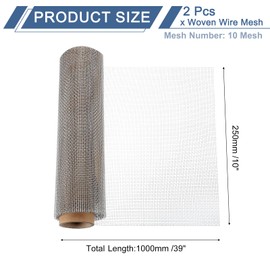sourcing map 2Pcs 10 Mesh 39" x 10" Woven Wire Mesh, 316 Stainless Steel Air Vent Filter Screen, Window Screen Mesh for DIY Projects Vents Cover Filtration Animals Fence