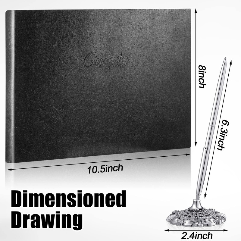 Leather Guest Book and Pen Stand Set, 10.5" x 8"
