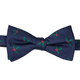 KissTies Mens Pre-Tied Bow Ties Mistletoe Bowtie Navy Blue