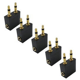 iYueMps Airline Airplane Flight Adapters for Headphones Earphones Conversion Plug Adapter 3.5mm Aircraft Audio Sockets(Golden Plated,5pcs)