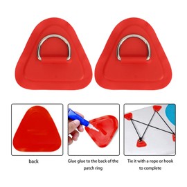 SPYMINNPOO Pack of 4 D Ring Patches, Stainless Steel D Ring Pad Accessories for Inflatable Boats, Kayaks, Surfboard, Paddle Board, Dinghy, SUP (Red)