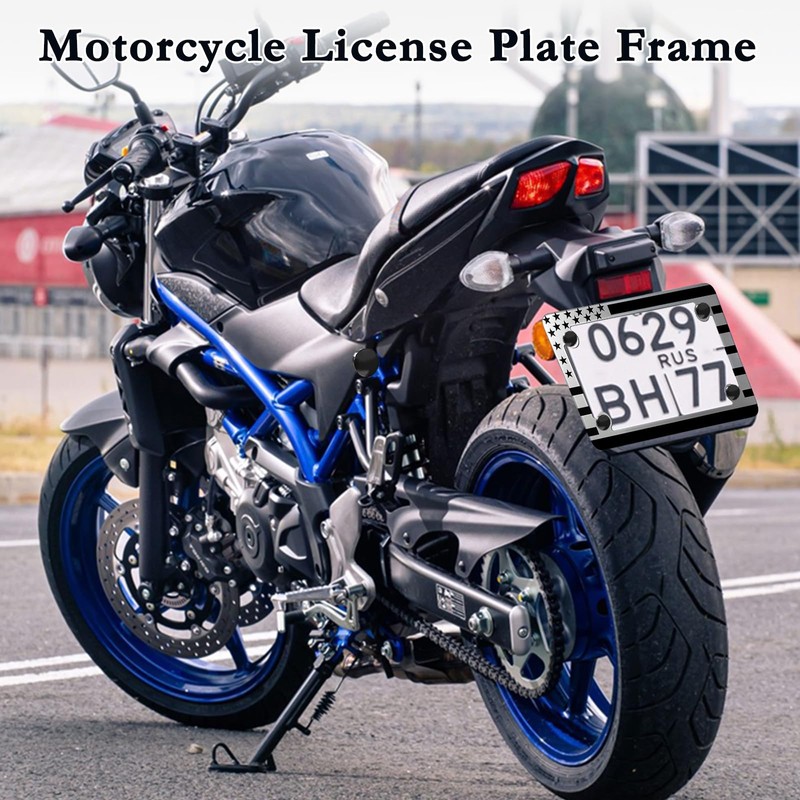 Motorcycle Black American Flag License Plate Frame - 4 Holes