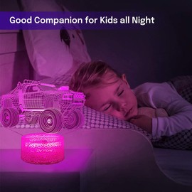 ZCPingNiao 3D Monster Truck Illusion Night Light,7 Colors Changing Monster Trucks for Boys and Holiday Gifts or Home Decoration and Off-Road Car Enthusiasts