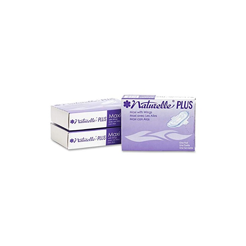 Naturelle Plus 25189973 Sanitary Napkins w/Wings, Dispenser Refill, 250/CT, White