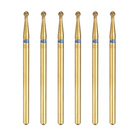 sourcing map 6pcs 120-140 Grits Diamond Grinding Bit 2mm Ball Head 2.35mm Shank 2mm Length Titanium Plated Stone Sanding Drill Bits Rotary Tool for Nails Grinding Polishing
