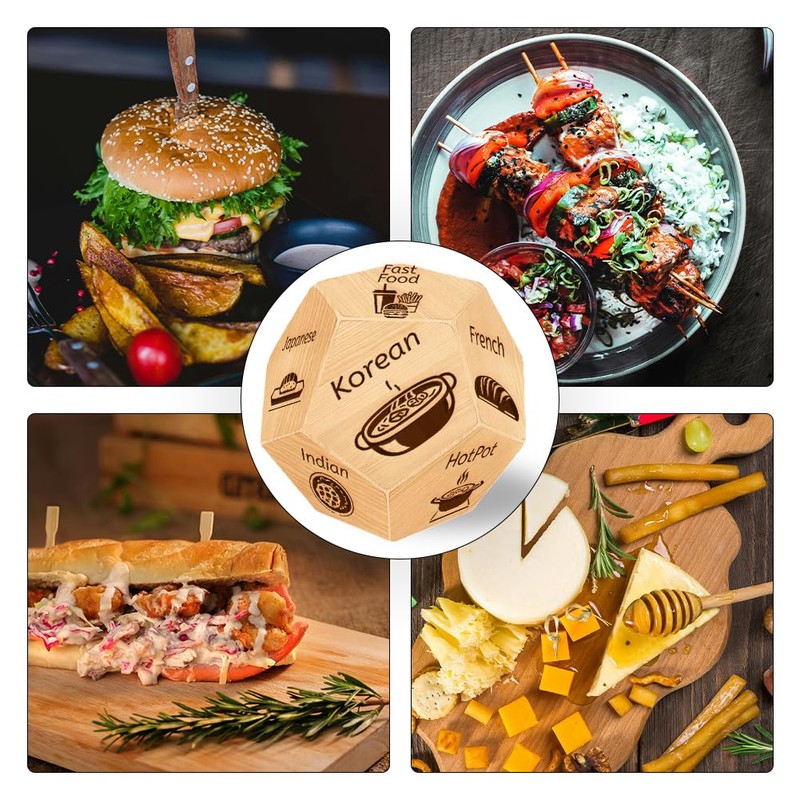 UNICRAFTALE Food Decision Dice Various Cuisines Wooden Decision Sieve with