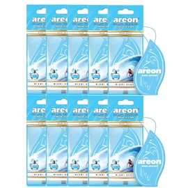 AREON Mon Auto Lufterfrischer Miami Beach Anhänger Hängend Aufhängen Spiegel Blau Duft Autoduft Pappe 2D Wohnung (Set Pack x 10)