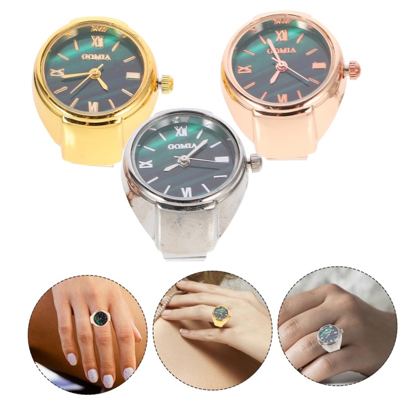 UKCOCO 3pcs Mini Creative Watch Roman Numeral Finger Watches and