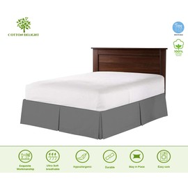Cotton Delight Bed Skirt Queen Size 100% Cotton Blend Fabric, Premium Tailored Fit 1pc Bedskirt Queen Size 18" Drop Length Grey Solid