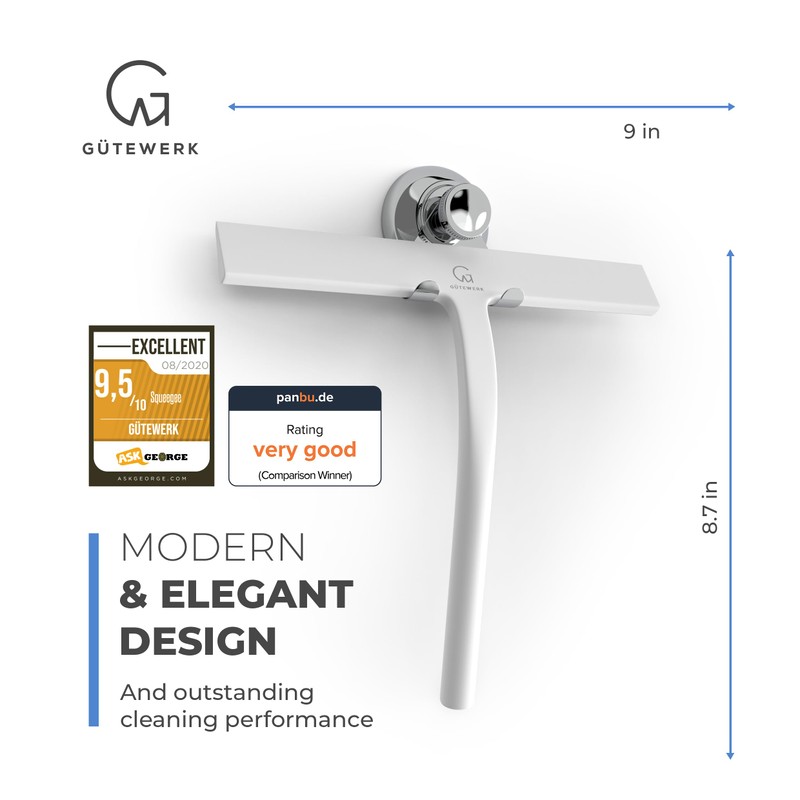 GÜTEWERK Shower Squeegee for Glass Doors, Silicone Window Squeegee, Bathroom