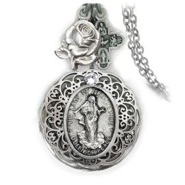 Our Lady of Medjugorje Locket Necklace, Blessed Virgin Mary, Devotional Catholic Jewelry Gift, Queen of Peace