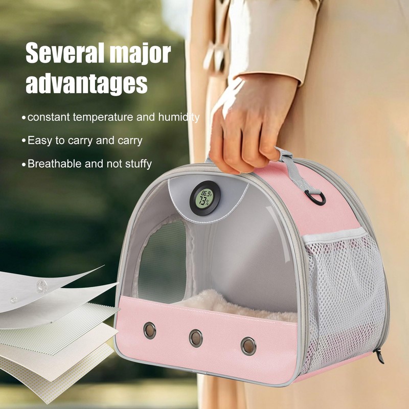 Bearded Dragon Travel Backpack Carrier with Reptile Thermometer and Humidity