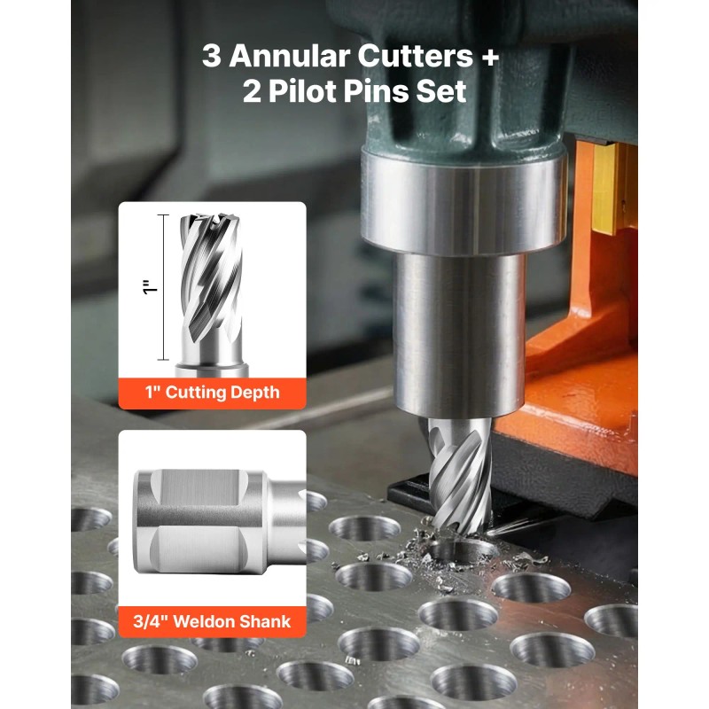 5pcs Annular Cutter Set with Weldon Shank HSS 3 Drill