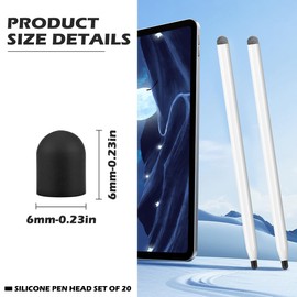 YOLUFER 20Pcs Replacement Tips Silicone Rubber Touch Screen Pens Tips for Touch Pen (6 * 6mm)