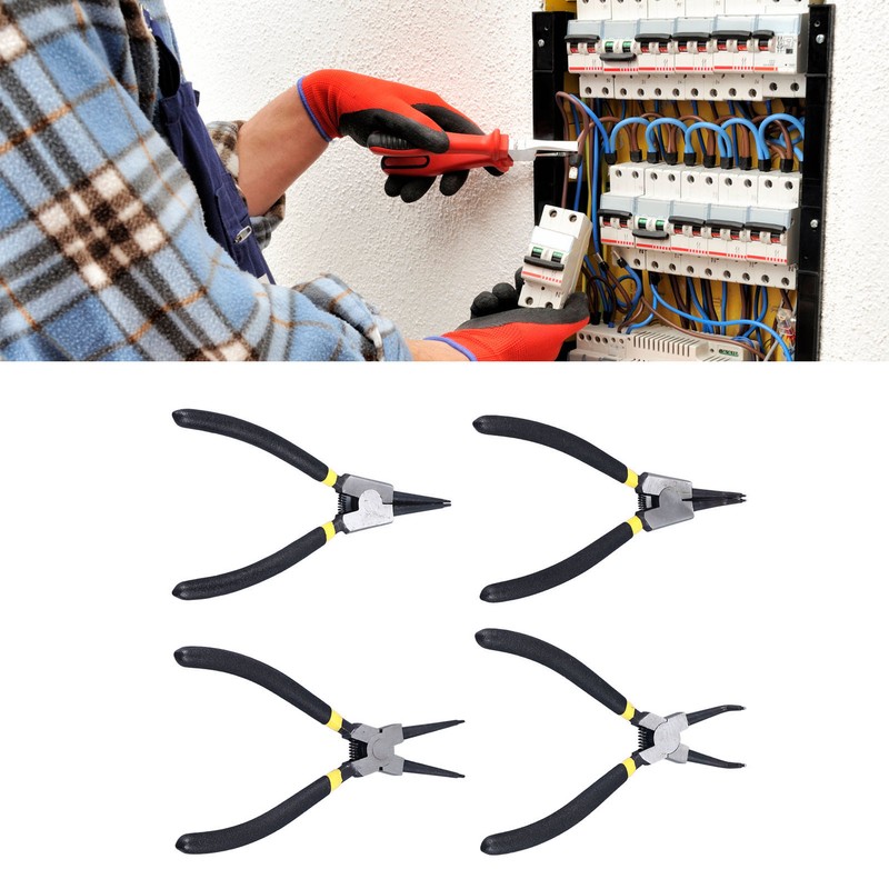 4Pcs Snap Ring Pliers Set Steel Circlip Pliers Kit with