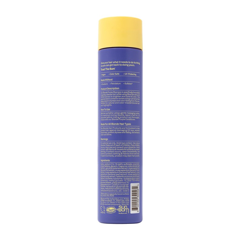 Sun Bum Blonde Purple Shampoo - Cleanses and Prevents Dryness