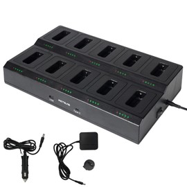 Retevis RT22 10-Way Walkie Talkie Charger, Ten Way Multi Unit Charger, for Retevis RT22 RT22S RB19 RB19P RB39 RB39P Walkie Talkie and Battery, 5 LED Indicators, AC/DC Adapter, Replaceable Base(1 Pack)