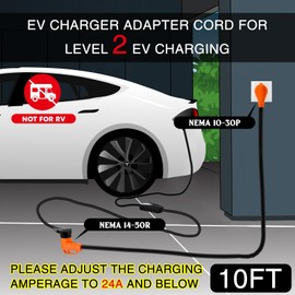 Xuhal 10 ft NEMA 10-30P to 14-50R EV Charger Adapter Cord 3 Prong Old Dryer Outlet to Level 2 EV Charging Power Cord with Handle (Only for 3 Prong L-Shaped Old Dryer NEMA 10-30R Outlet) ETL Listed