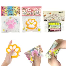 Fortivae Squishy Toy, 22 Pieces Squeeze Toy, Squeeze Cat Claw, Squishy Cat Toy, Kawaii Stress Relief Squeeze Toy, Stress Balls, for Children and Adults (2 Pieces Large & 20 Pieces Mini Cat Paw)