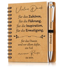 Sinmoe Thank You Gifts for Colleagues Employees Gifts Motivational Inspirational Mini Notebook with Wooden Ballpoint Pen Spiral Lined Notepad Ballpoint Pen (Thank You)