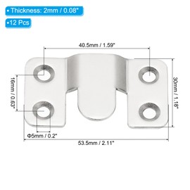 PATIKIL Flush Mount Bracket 53x30mm, 6 Pairs Interlocking Hanging Buckle Wall Mount Hanger Hook for Picture Frame, Art, Clock, Shelves, Mirrors, Silver Tone