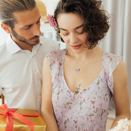 Iefil Birthstone Necklaces for Women - Anniversary Birthday Gifts, Created Ruby Necklace, July 925 Sterling Silver Heart Birthstone Necklace for Women Trendy, Jewelry for Her Grandma Sister